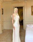 Rase le sol Draped Halter Backless Gown with Oversized Bow - PINKPARKS