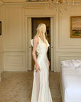 Rase le sol Draped Halter Backless Gown with Oversized Bow - PINKPARKS