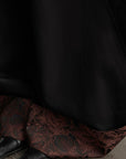 DOINDULGE Wide-Legged High-Waisted Pants with Leaf-Pattern Detail