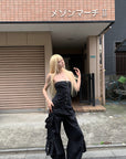 Rase le sol Black Structured Cargo Jumpsuit