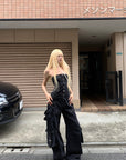 Rase le sol Black Structured Cargo Jumpsuit