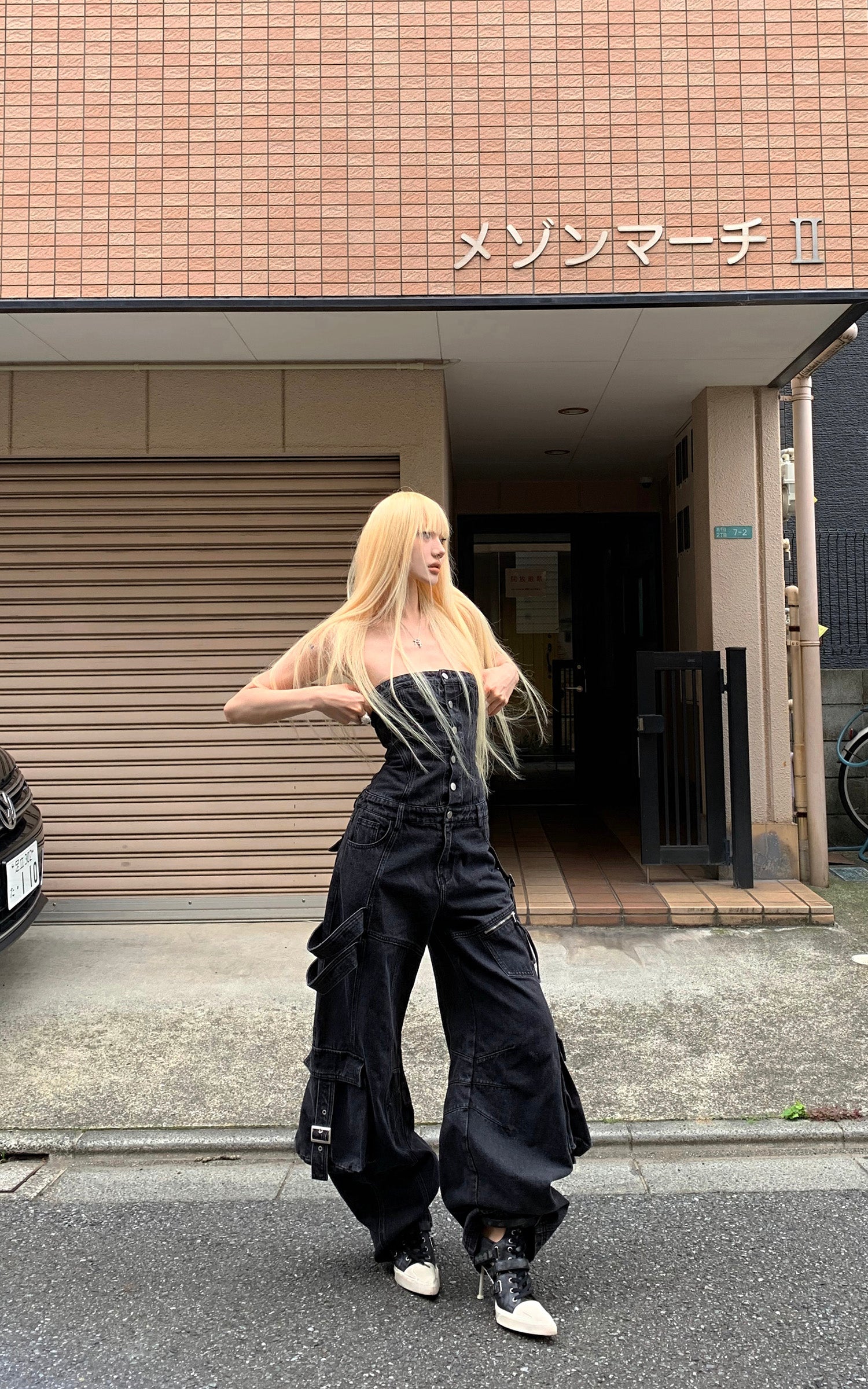 Rase le sol Black Structured Cargo Jumpsuit