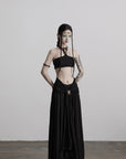 DOINDULGE Draped Maxi Skirt with Medallion