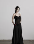 DOINDULGE Deconstructed Mesh Top with Beads and Raw Edge Detailing