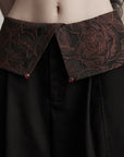 DOINDULGE Wide-Legged High-Waisted Pants with Leaf-Pattern Detail