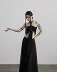 DOINDULGE Draped Maxi Skirt with Medallion