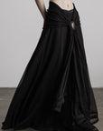 DOINDULGE Draped Maxi Skirt with Medallion