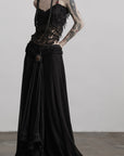 DOINDULGE Draped Maxi Skirt with Medallion