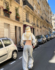 Rase le sol Gothic Embroidery Cropped Hoodie with Raw Edge Detail