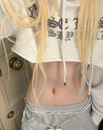 Rase le sol Gothic Embroidery Cropped Hoodie with Raw Edge Detail