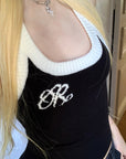 Rase le sol Two-Tone Ribbed Knit Tank Top