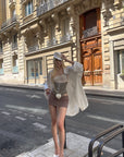 Rase le sol Oversized Embroidered Shirt with Dropped Shoulders and Extended Cuffs