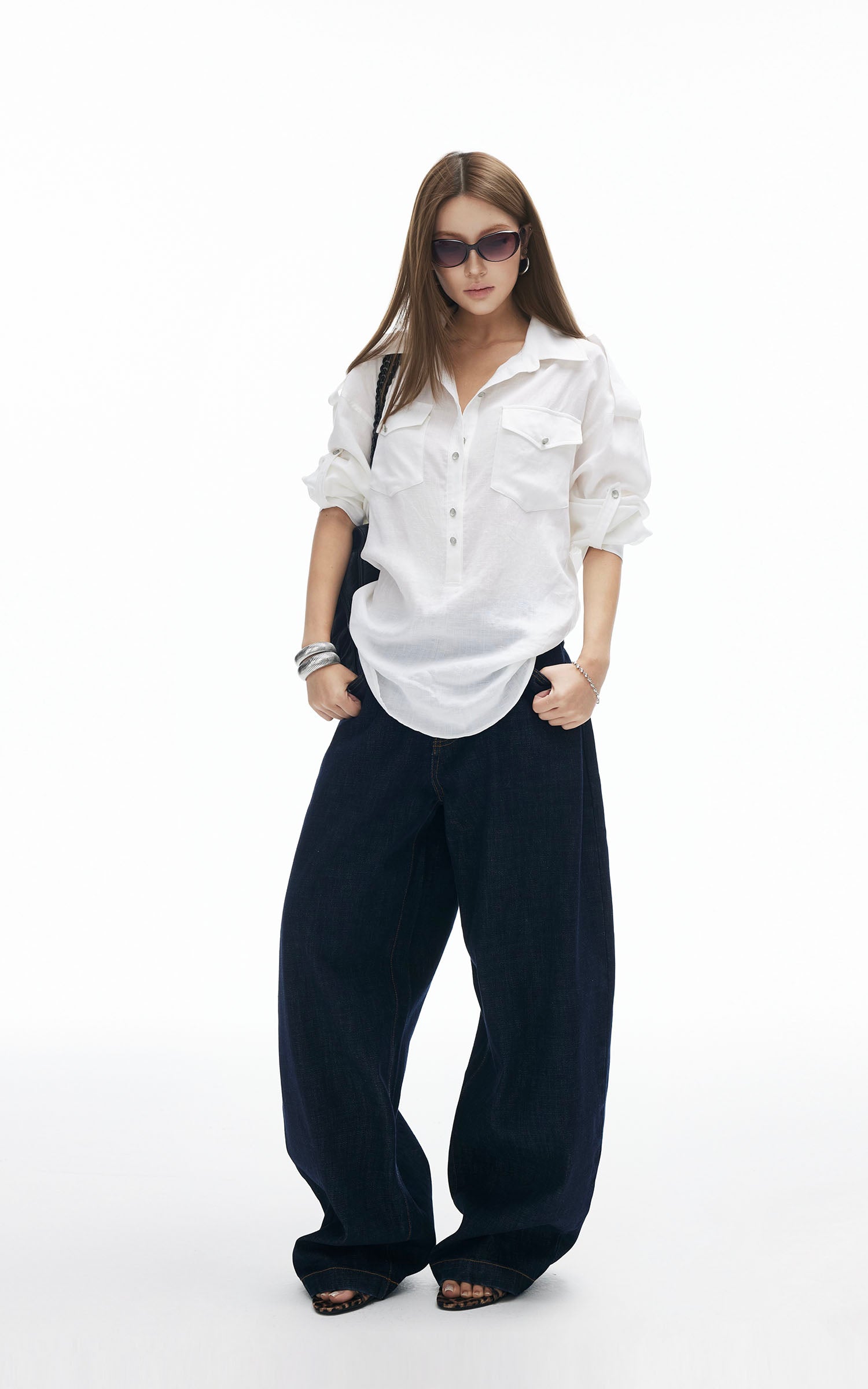 IAMXIAA Utility Tie-Back Oversized Shirt