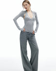 IAMXIAA Star Patch Wide Leg Sweatpants Drawstring Waist Lounge Pants