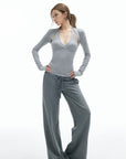 IAMXIAA Star Patch Wide Leg Sweatpants Drawstring Waist Lounge Pants
