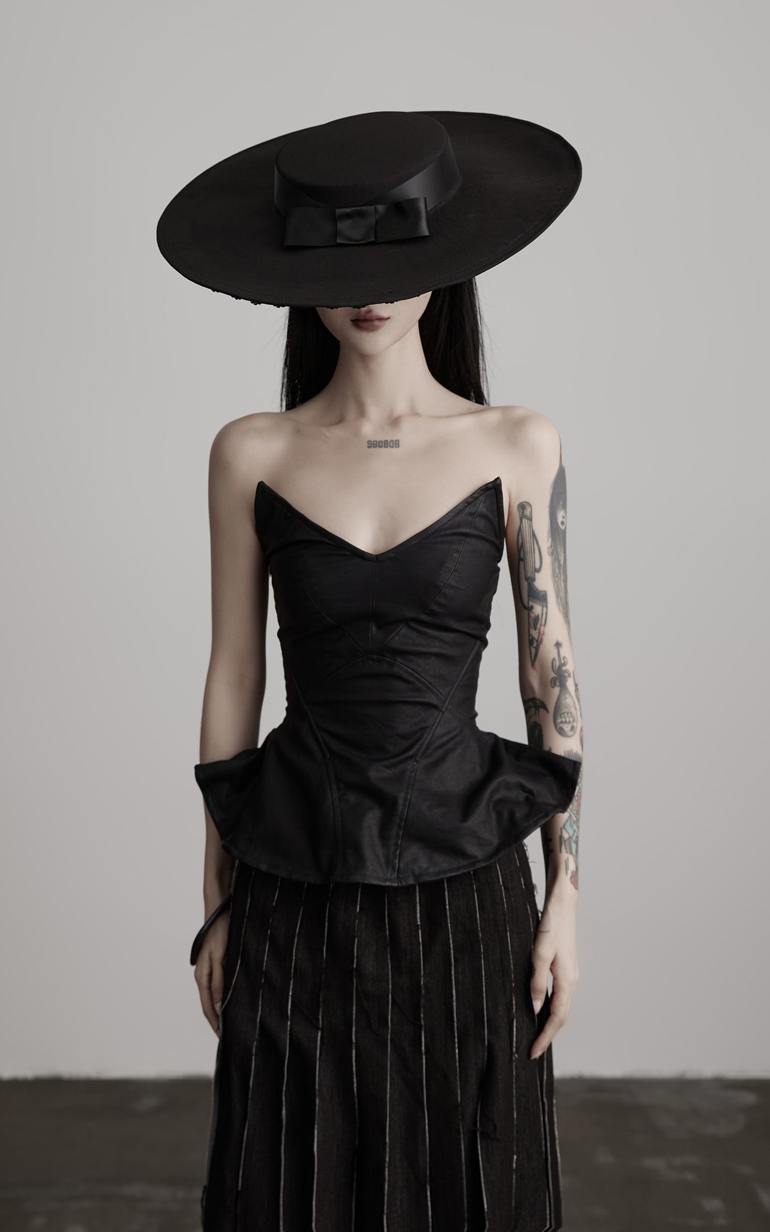 DOINDULGE Leather Corset Tube Top Convertible into Statement Hat