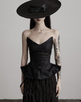 DOINDULGE Leather Corset Tube Top Convertible into Statement Hat