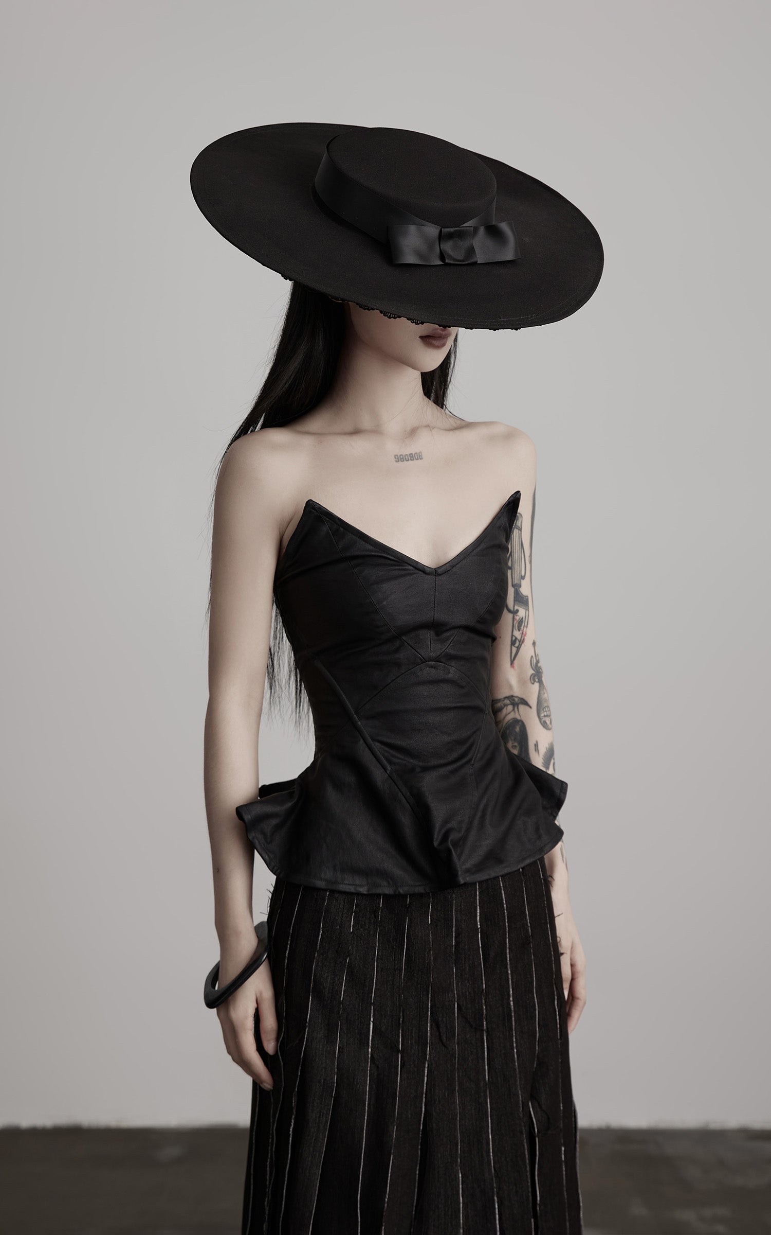 DOINDULGE Leather Corset Tube Top Convertible into Statement Hat