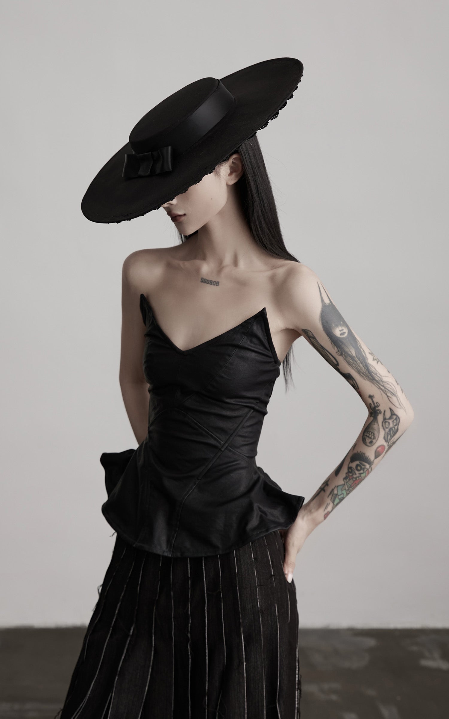 DOINDULGE Leather Corset Tube Top Convertible into Statement Hat