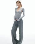 IAMXIAA Star Patch Wide Leg Sweatpants Drawstring Waist Lounge Pants
