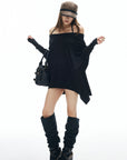 IAMXIAA Off Shoulder Long Sleeve Top with Adjustable Strap