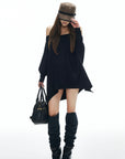 IAMXIAA Off Shoulder Long Sleeve Top with Adjustable Strap