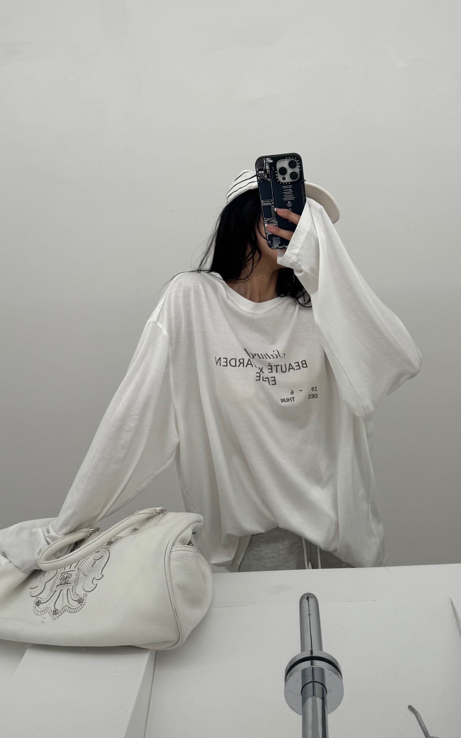 WARDEN EDGE Graphic Print Long Sleeve T-Shirt Minimal Streetwear Style