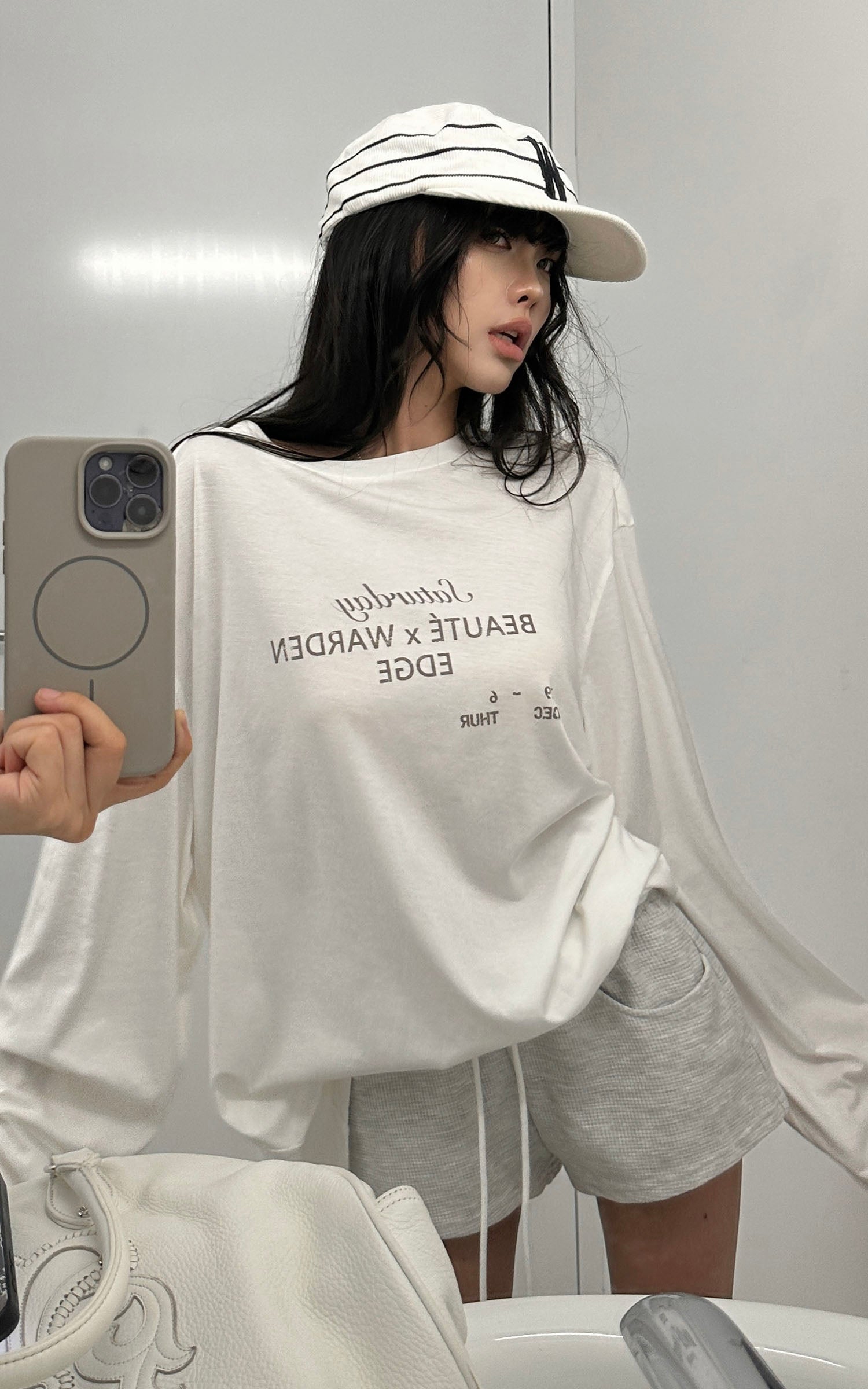 WARDEN EDGE Graphic Print Long Sleeve T-Shirt Minimal Streetwear Style