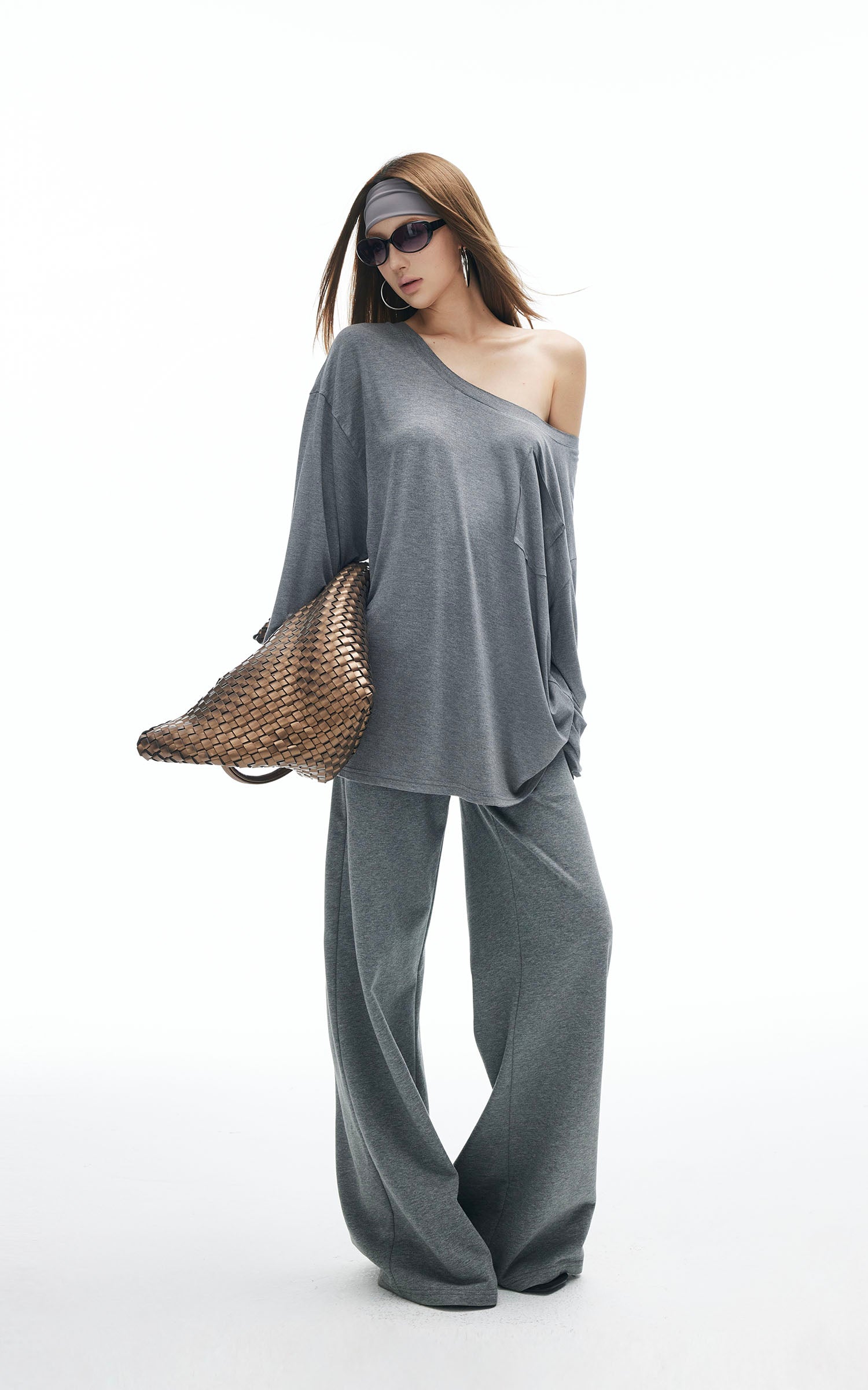 IAMXIAA Star Patch Wide Leg Sweatpants Drawstring Waist Lounge Pants