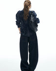 IAMXIAA Plaid Long Sleeve Shirt with Button Down Front and Tie Back Detail