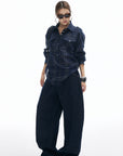 IAMXIAA Plaid Long Sleeve Shirt with Button Down Front and Tie Back Detail