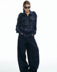IAMXIAA Plaid Long Sleeve Shirt with Button Down Front and Tie Back Detail