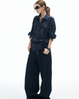 IAMXIAA Plaid Long Sleeve Shirt with Button Down Front and Tie Back Detail