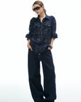 IAMXIAA Plaid Long Sleeve Shirt with Button Down Front and Tie Back Detail