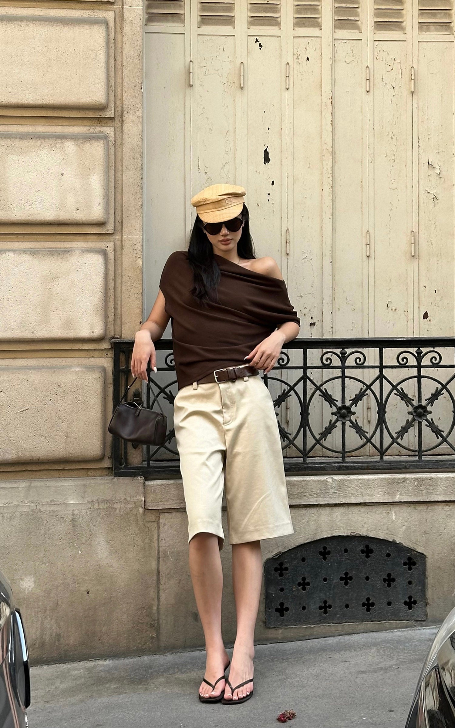 ROVENTE One-Shoulder Draped Fitted Tee