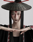 DOINDULGE Embroidered Long Kimono Coat with Flowing Silhouette and Contrast Details
