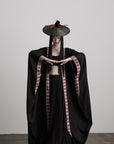 DOINDULGE Embroidered Long Kimono Coat with Flowing Silhouette and Contrast Details