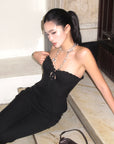 ROVENTE Lace Trim Corset Top and Flared Pants Set