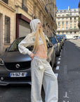 Rase le sol Gothic Embroidery Cropped Hoodie with Raw Edge Detail