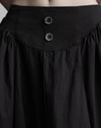 DOINDULGE Layered Contrast Hem Skirt with Gathered Draping and Buttoned High Waist