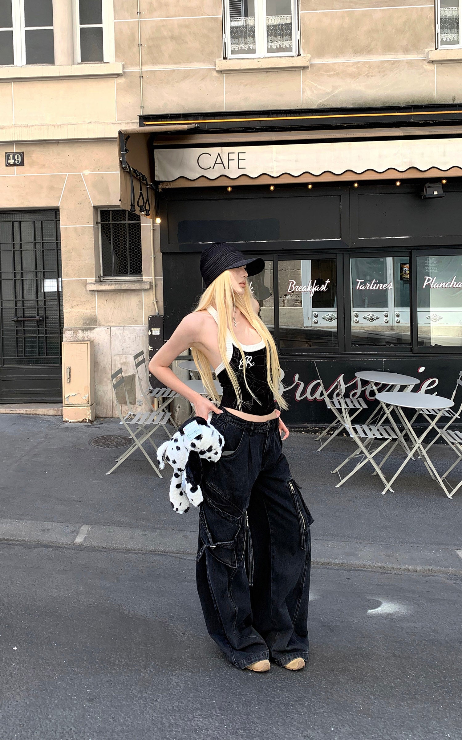 Rase le sol Deconstructed Zip-Detailed Wide-Leg Trousers