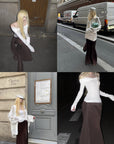 Rase le sol Draped Knit Maxi Skirt with Wrap Detail