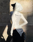 Rase le sol Printed Fitted Hoodie with Slit Hem