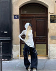 Rase le sol Printed Fitted Hoodie with Slit Hem
