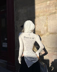 Rase le sol Printed Fitted Hoodie with Slit Hem