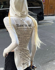 Rase le sol Printed Fitted Hoodie with Slit Hem