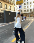Rase le sol Printed Fitted Hoodie with Slit Hem