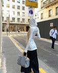 Rase le sol Printed Fitted Hoodie with Slit Hem
