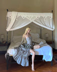 Rase le sol Tiered Lace-Panel Bustier Dress with Sheer Gloves