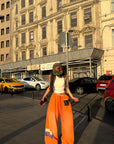 WARDEN EDGE Gradient Wide-Leg Pants with Bold Print
